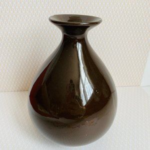 Vintage 30’s Wing Lee Wai Brown Ceramic Bud Vase/Empty Spirits Bottle 6.5” HK